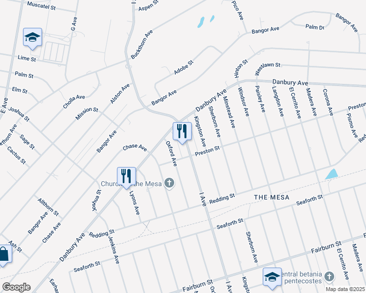 map of restaurants, bars, coffee shops, grocery stores, and more near 8104 I Avenue in Hesperia