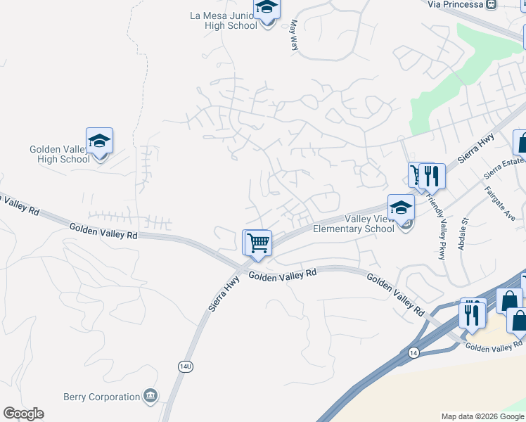 map of restaurants, bars, coffee shops, grocery stores, and more near 19845 Via Kalban in Santa Clarita