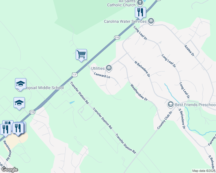 map of restaurants, bars, coffee shops, grocery stores, and more near 111 Penquin Place in Hampstead