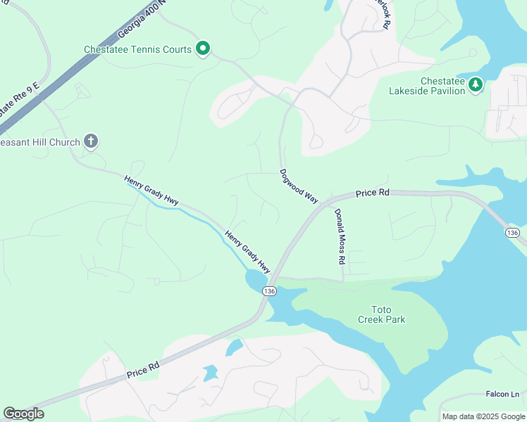 map of restaurants, bars, coffee shops, grocery stores, and more near 67 Knollwood Court in Dawsonville