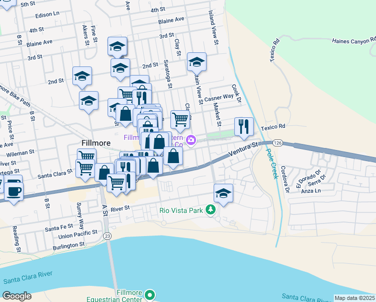 map of restaurants, bars, coffee shops, grocery stores, and more near 227 Saratoga Street in Fillmore