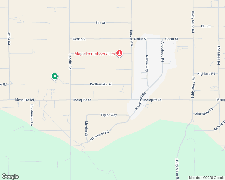 map of restaurants, bars, coffee shops, grocery stores, and more near 9228 Mesquite Road in Phelan