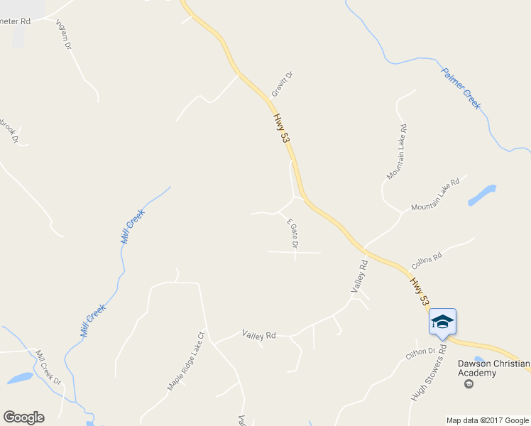 map of restaurants, bars, coffee shops, grocery stores, and more near 250 Buddy Burt Road in Dawsonville