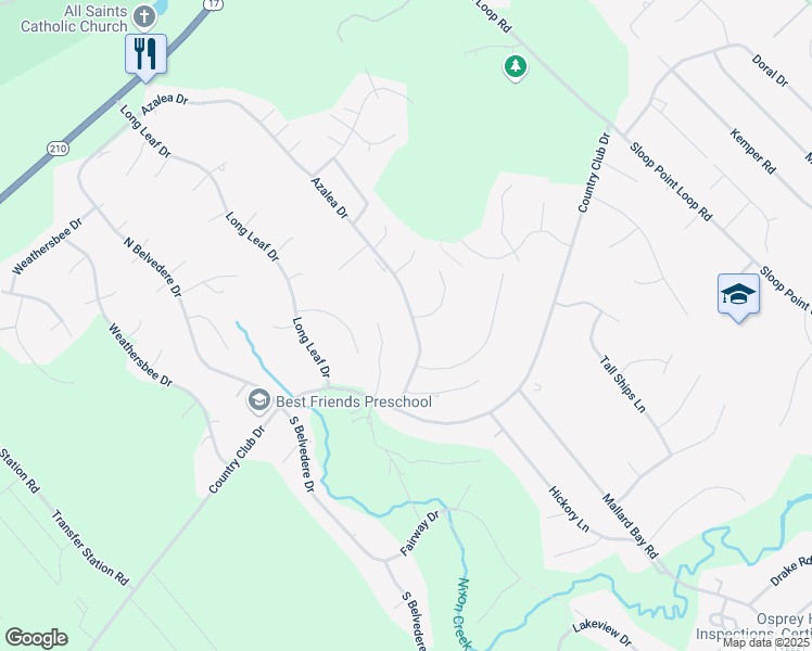 map of restaurants, bars, coffee shops, grocery stores, and more near 97 Red Bird Lane in Hampstead