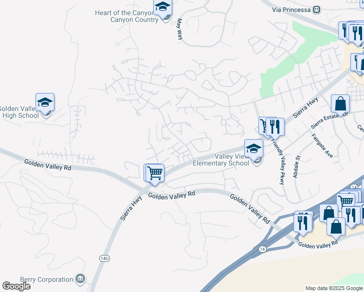 map of restaurants, bars, coffee shops, grocery stores, and more near 26126 Rainbow Glen Drive in Santa Clarita