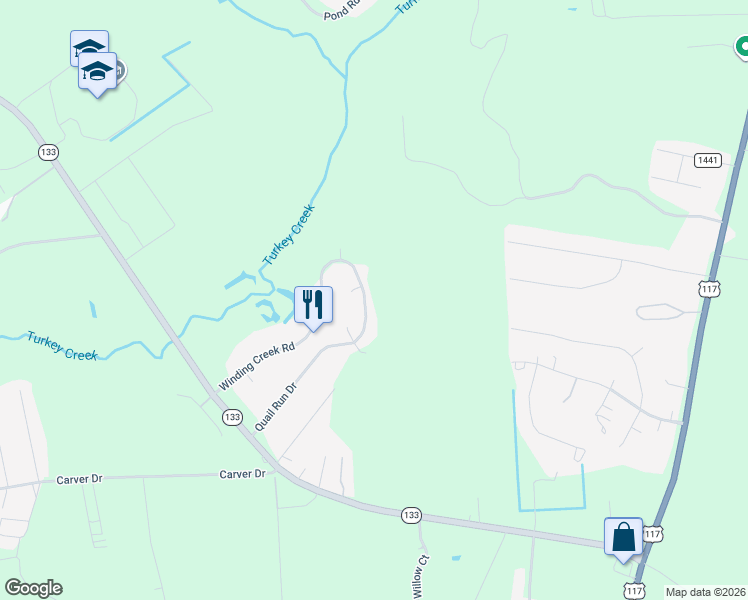 map of restaurants, bars, coffee shops, grocery stores, and more near 567 Winding Creek Road in Rocky Point