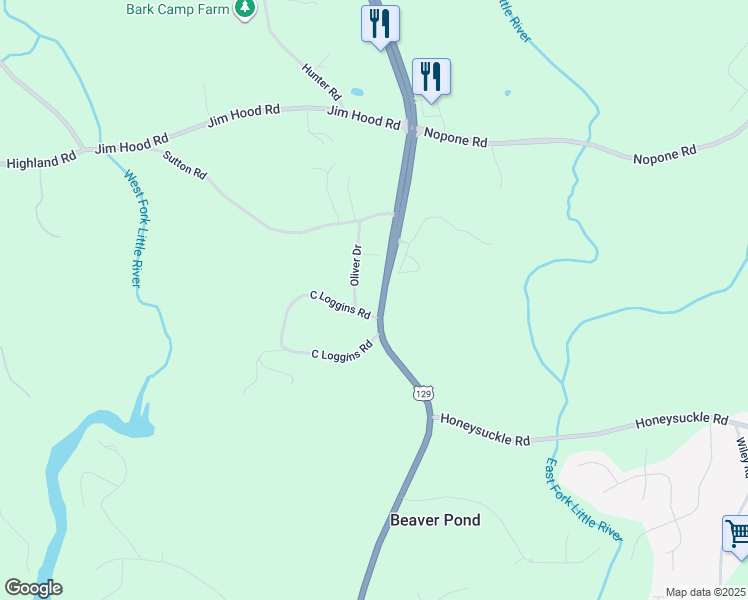 map of restaurants, bars, coffee shops, grocery stores, and more near 4014 Oliver Drive in Gainesville