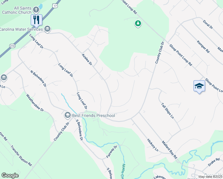 map of restaurants, bars, coffee shops, grocery stores, and more near 103 Holly Tree Lane in Hampstead