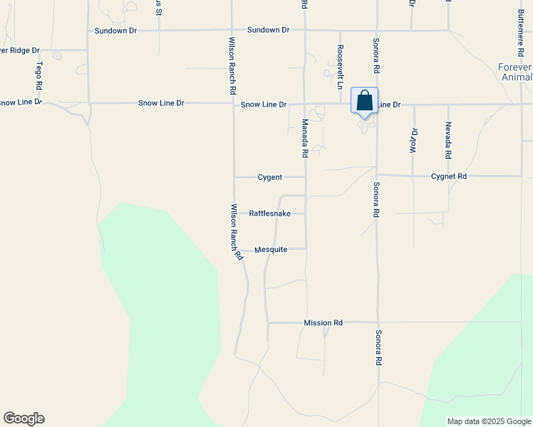 map of restaurants, bars, coffee shops, grocery stores, and more near Rattlesnake in Phelan