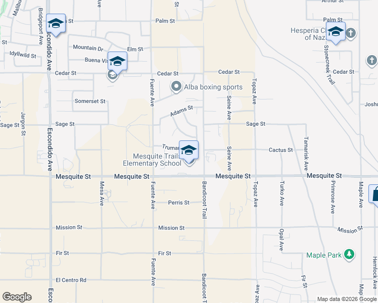 map of restaurants, bars, coffee shops, grocery stores, and more near 13817 Truman Street in Hesperia