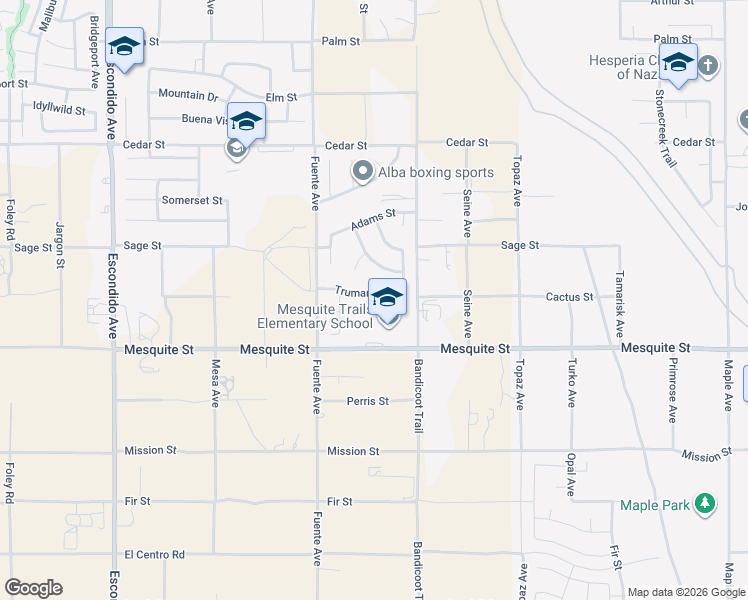 map of restaurants, bars, coffee shops, grocery stores, and more near 13817 Truman Street in Hesperia