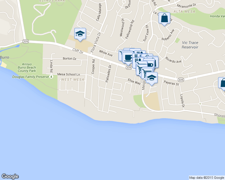 map of restaurants, bars, coffee shops, grocery stores, and more near Oliver Rd & Hudson Dr in Santa Barbara