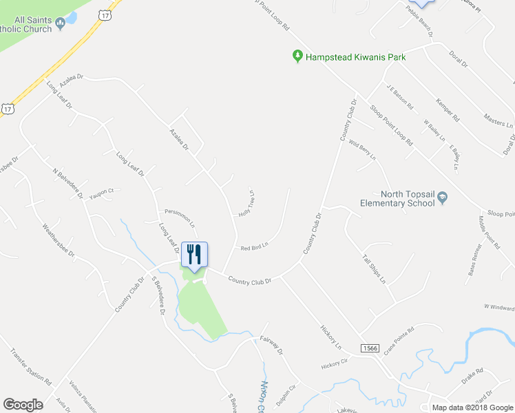 map of restaurants, bars, coffee shops, grocery stores, and more near 120 Holly Tree Lane in Hampstead