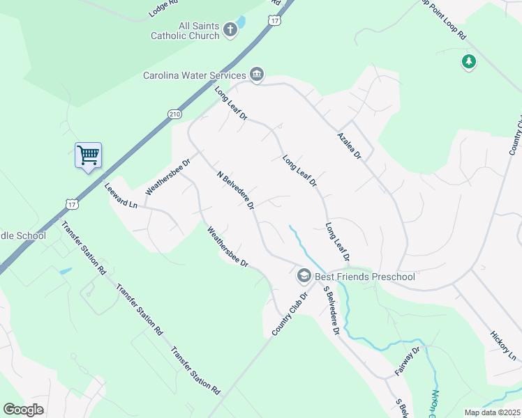 map of restaurants, bars, coffee shops, grocery stores, and more near 102 Yaupon Court in Hampstead