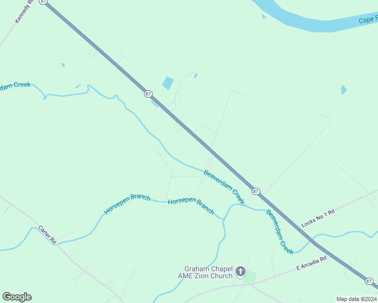 map of restaurants, bars, coffee shops, grocery stores, and more near 23438 North Carolina 87 in Riegelwood
