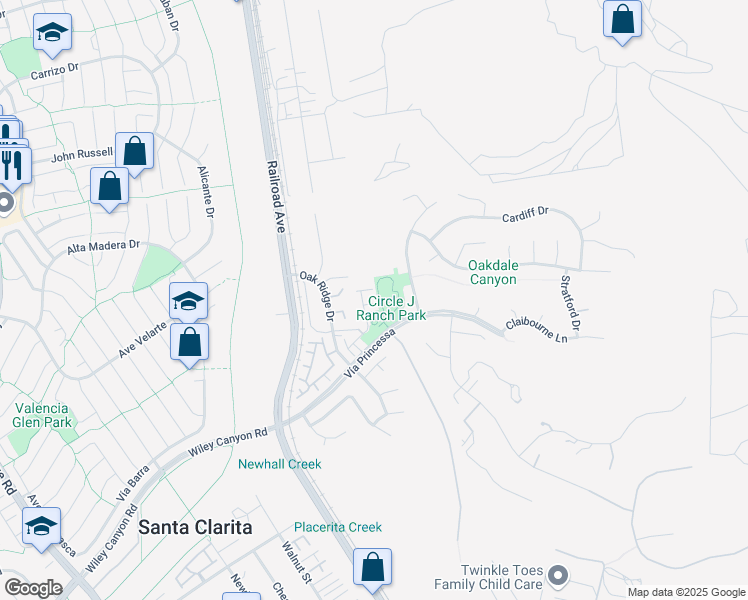 map of restaurants, bars, coffee shops, grocery stores, and more near 22603 Golden Meadow Lane in Santa Clarita