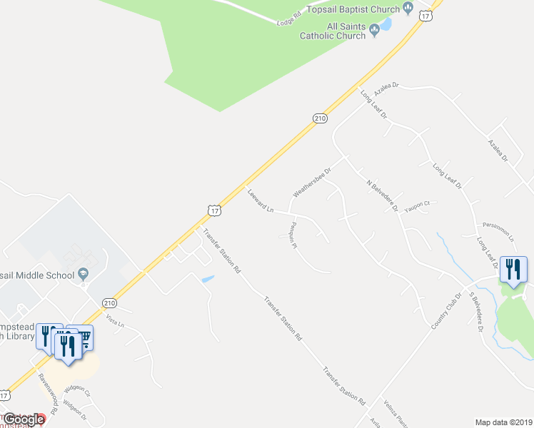 map of restaurants, bars, coffee shops, grocery stores, and more near 122 Leeward Lane in Hampstead