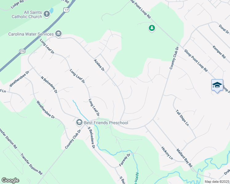 map of restaurants, bars, coffee shops, grocery stores, and more near 710 Azalea Drive in Hampstead