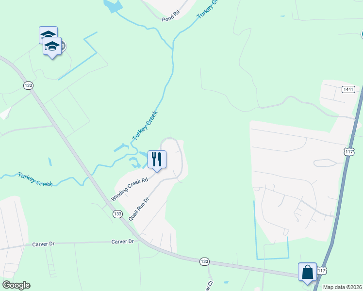 map of restaurants, bars, coffee shops, grocery stores, and more near 567 Winding Creek Road in Rocky Point