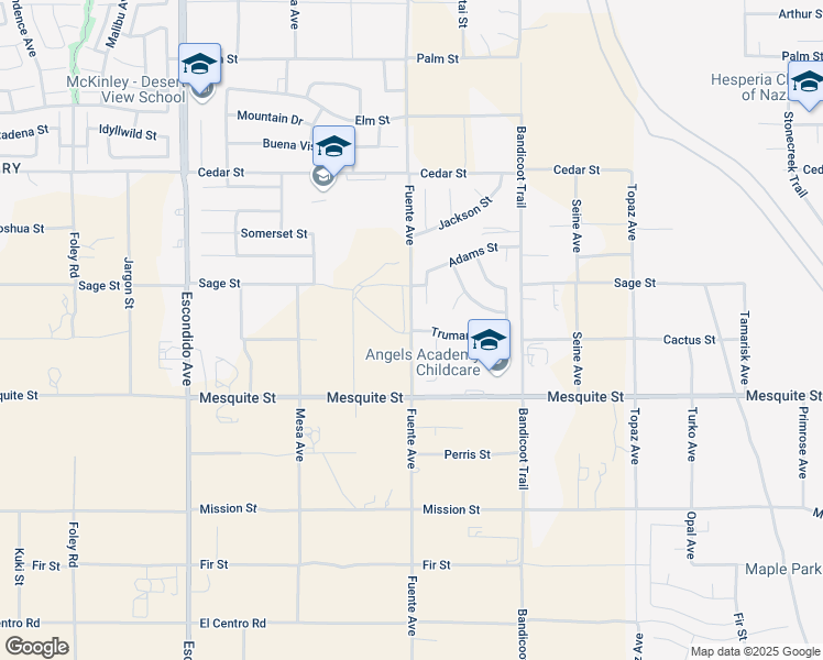 map of restaurants, bars, coffee shops, grocery stores, and more near Fuente Avenue & Truman Street in Hesperia