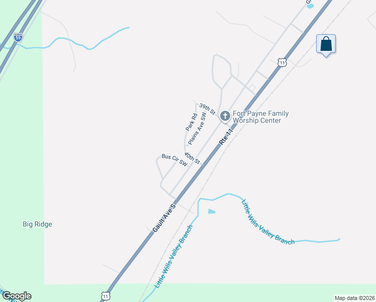 map of restaurants, bars, coffee shops, grocery stores, and more near 203 40th Street in Fort Payne