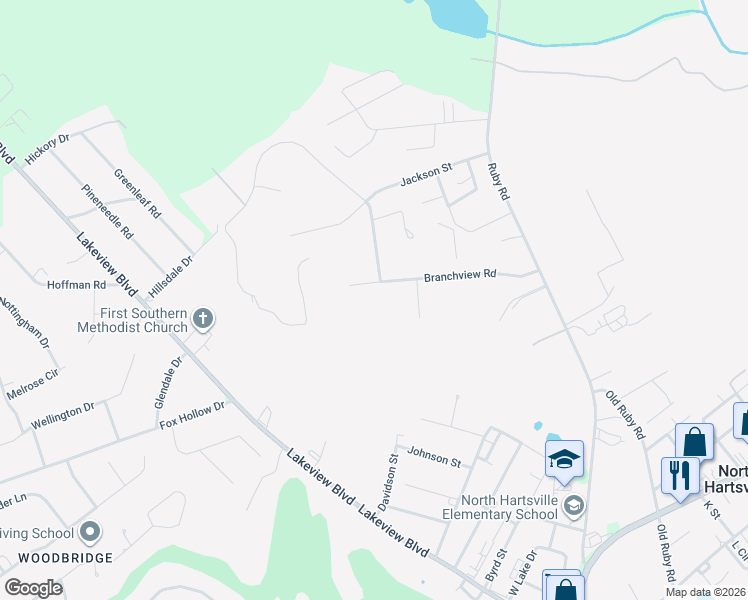 map of restaurants, bars, coffee shops, grocery stores, and more near 1412 Bent Tree Court in Hartsville