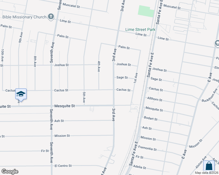 map of restaurants, bars, coffee shops, grocery stores, and more near 8222 3rd Avenue in Hesperia