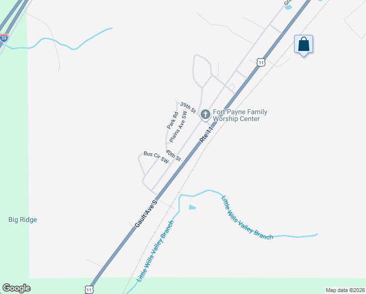 map of restaurants, bars, coffee shops, grocery stores, and more near 3922 Grand Avenue Southwest in Fort Payne
