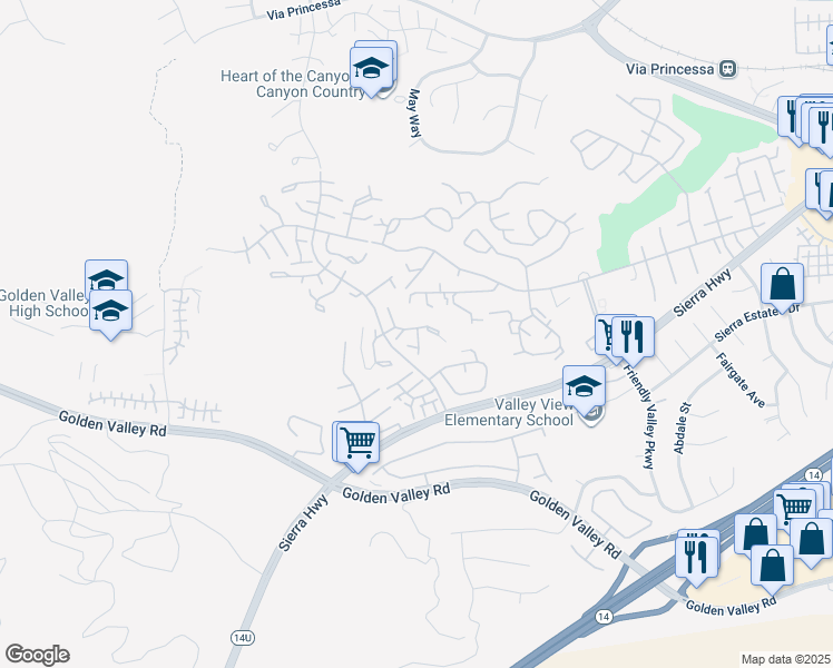 map of restaurants, bars, coffee shops, grocery stores, and more near 19826 Spanish Oak Drive in Santa Clarita