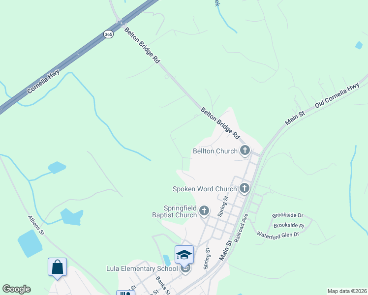 map of restaurants, bars, coffee shops, grocery stores, and more near 6455 Narramore Way in Lula