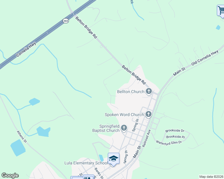 map of restaurants, bars, coffee shops, grocery stores, and more near 6455 Narramore Way in Lula