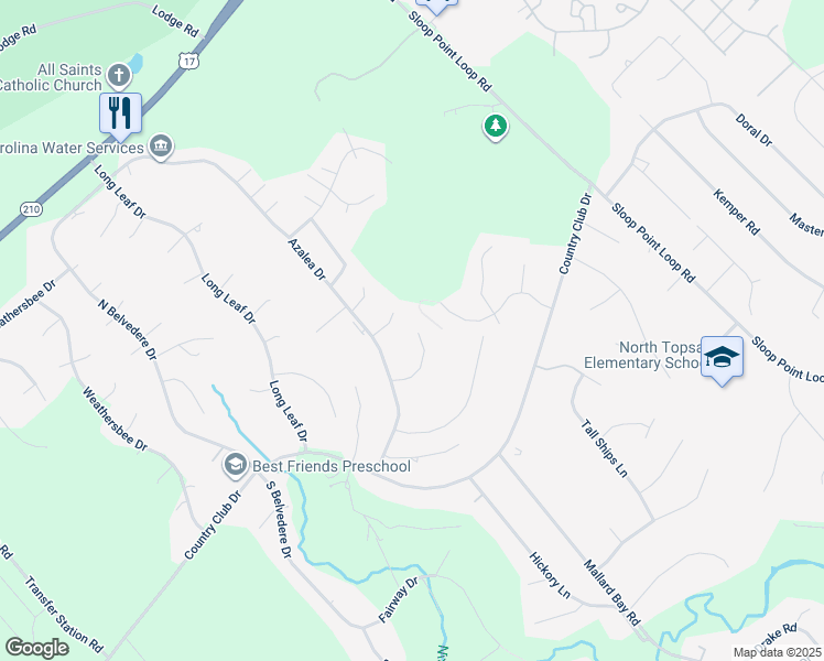 map of restaurants, bars, coffee shops, grocery stores, and more near 135 Holly Tree Lane in Hampstead