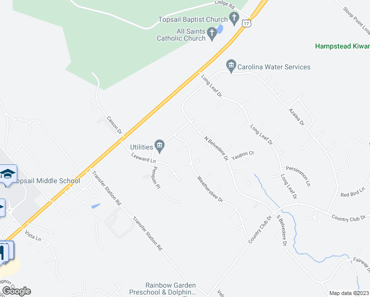 map of restaurants, bars, coffee shops, grocery stores, and more near 101 Dottie Lane in Hampstead