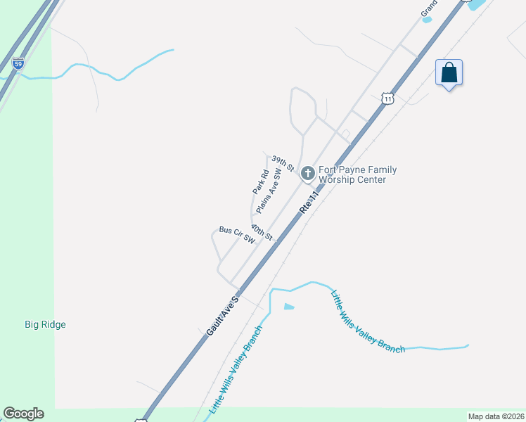 map of restaurants, bars, coffee shops, grocery stores, and more near 3915 Plains Avenue Southwest in Fort Payne