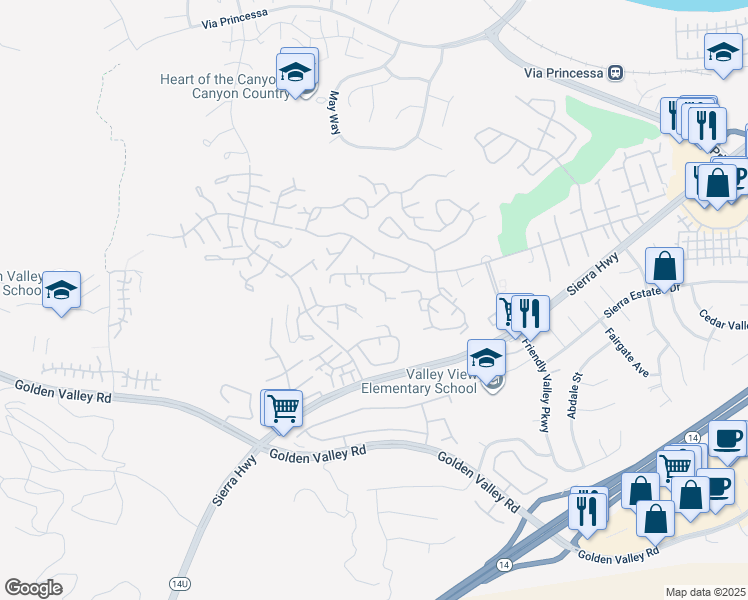 map of restaurants, bars, coffee shops, grocery stores, and more near 26382 Oak Plain Drive in Santa Clarita