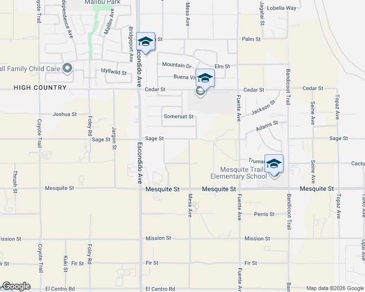 map of restaurants, bars, coffee shops, grocery stores, and more near 8268 Mesa Avenue in Hesperia