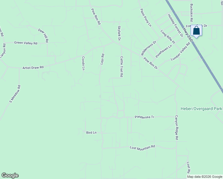 map of restaurants, bars, coffee shops, grocery stores, and more near 2032 Jone's Pass in Navajo County