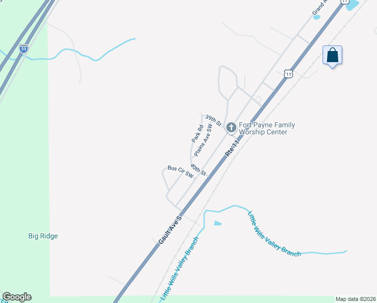 map of restaurants, bars, coffee shops, grocery stores, and more near 3918 Park Road Southwest in Fort Payne