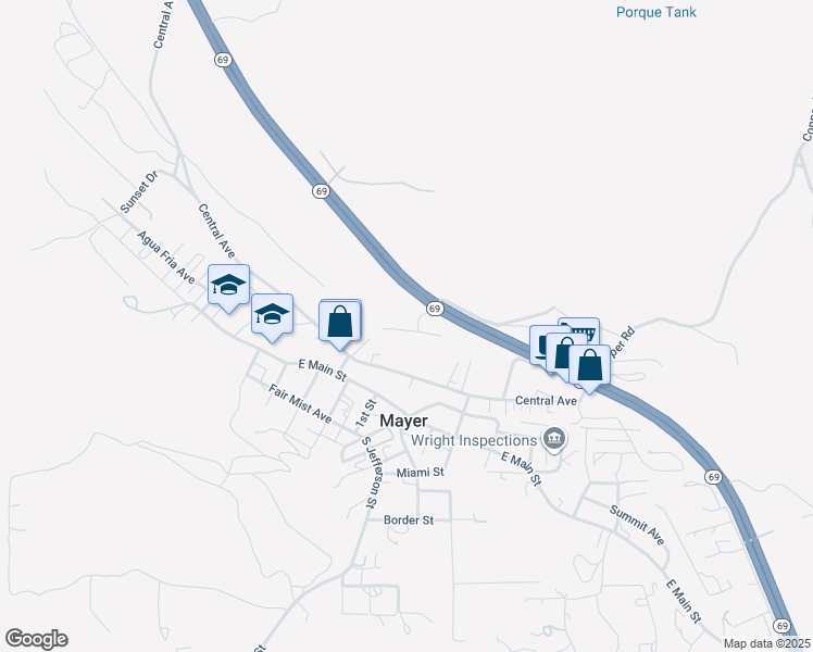 map of restaurants, bars, coffee shops, grocery stores, and more near 12884 Onyx Drive in Mayer