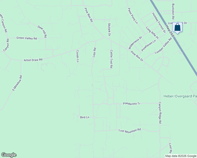 map of restaurants, bars, coffee shops, grocery stores, and more near 2032 Jone's Pass in Navajo County