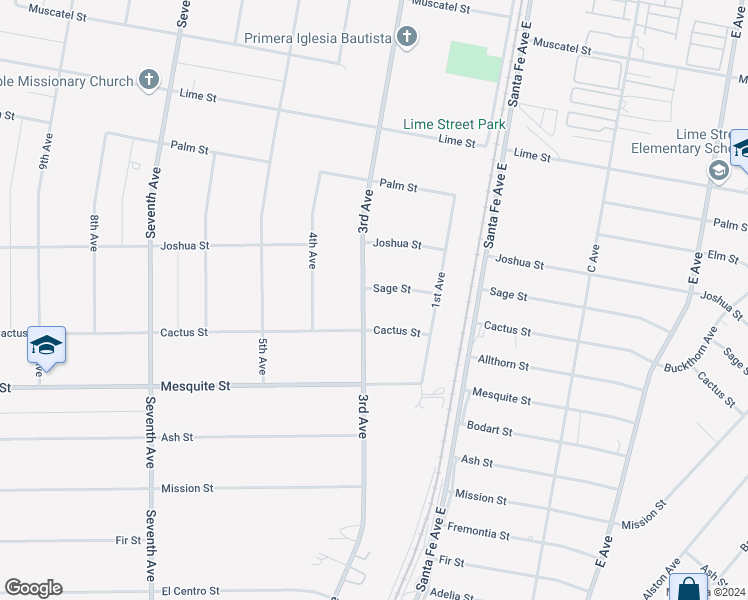 map of restaurants, bars, coffee shops, grocery stores, and more near 8263 3rd Avenue in Hesperia