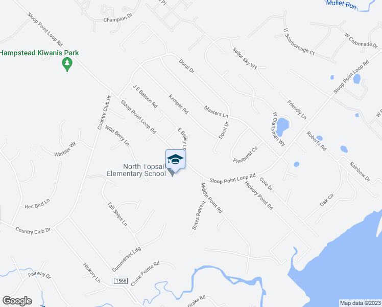 map of restaurants, bars, coffee shops, grocery stores, and more near 139 East Bailey Lane in Hampstead