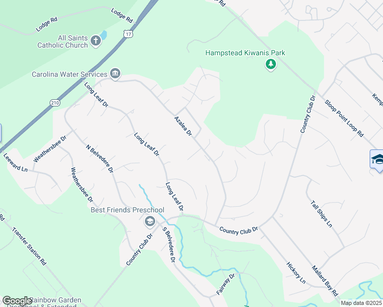 map of restaurants, bars, coffee shops, grocery stores, and more near 104 Thrasher Court in Hampstead