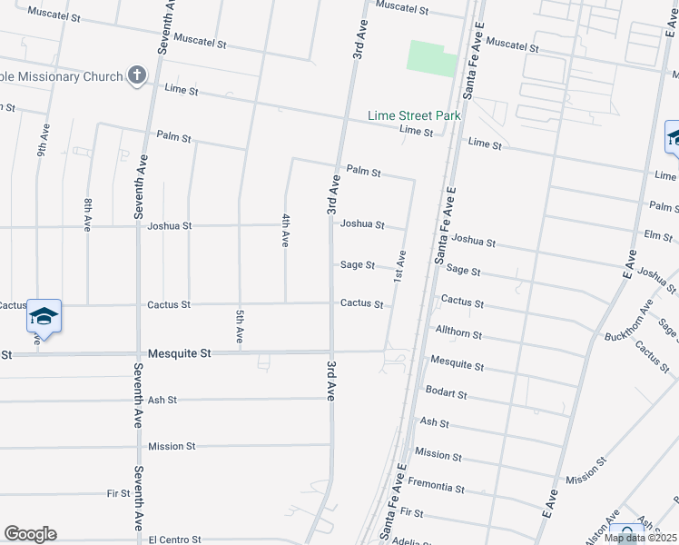 map of restaurants, bars, coffee shops, grocery stores, and more near 8263 3rd Avenue in Hesperia