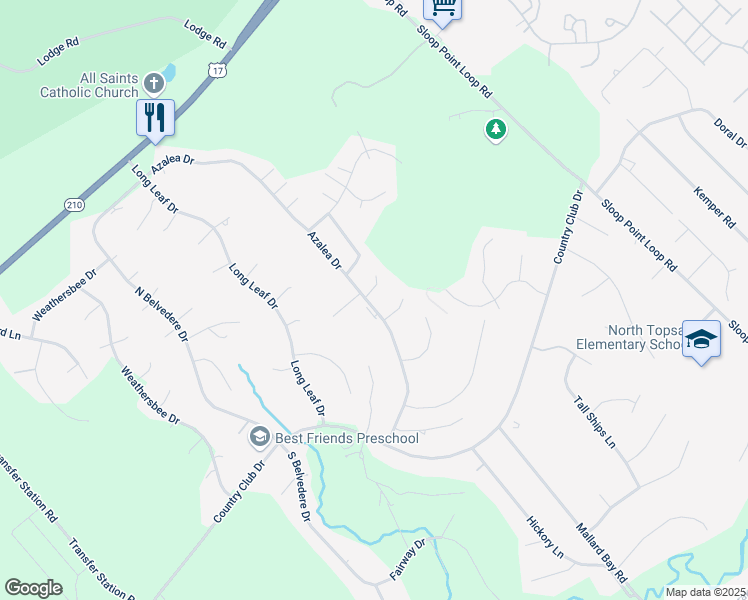 map of restaurants, bars, coffee shops, grocery stores, and more near 102 Blossom Circle in Hampstead