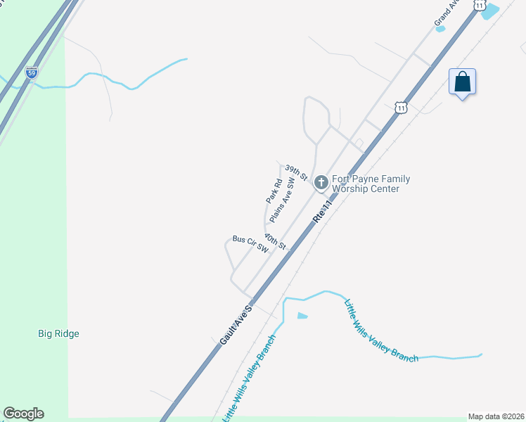 map of restaurants, bars, coffee shops, grocery stores, and more near 3918 Park Road Southwest in Fort Payne