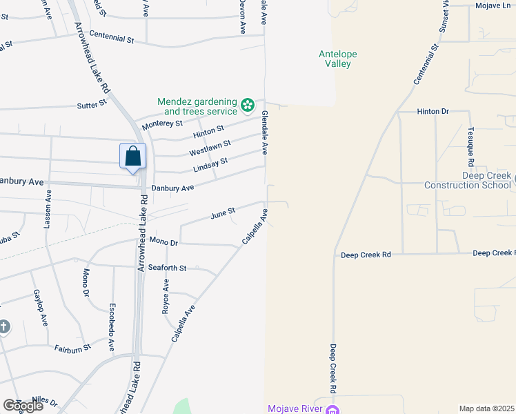 map of restaurants, bars, coffee shops, grocery stores, and more near 8240 Calpella Avenue in Hesperia