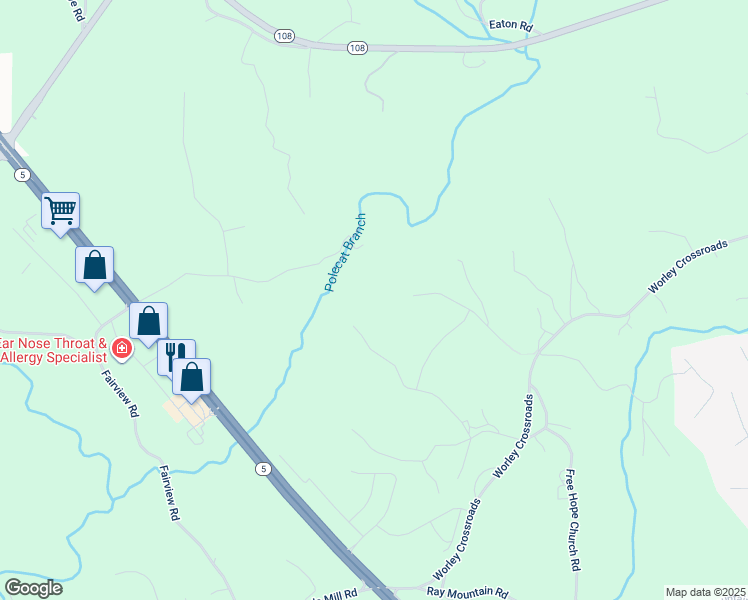 map of restaurants, bars, coffee shops, grocery stores, and more near 265 Green School Road in Jasper