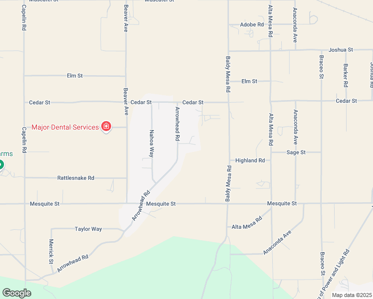 map of restaurants, bars, coffee shops, grocery stores, and more near 9521 Arrowhead Court in Phelan