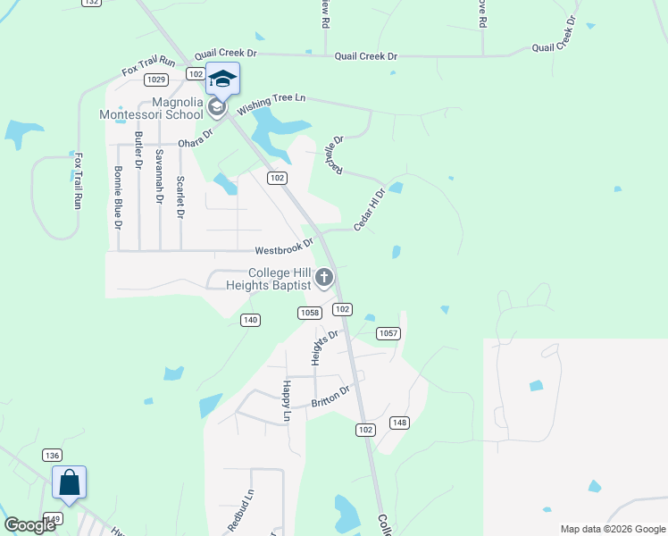 map of restaurants, bars, coffee shops, grocery stores, and more near 101 County Road 1078 in Oxford